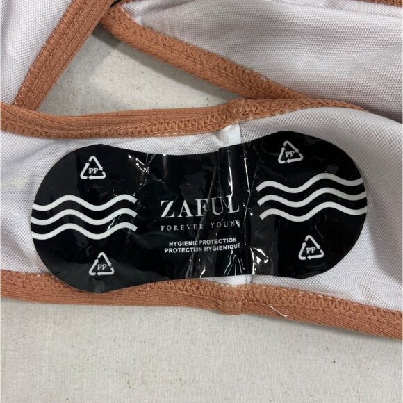 Zaful Womens Brown Ribbed Bikini Bottom Mid-Waist Size 8 - Picture 4 of 7